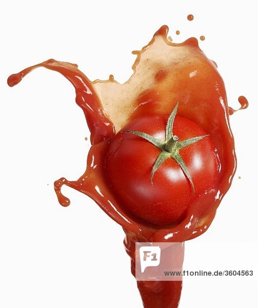 Tomate auf Ketchupsplash