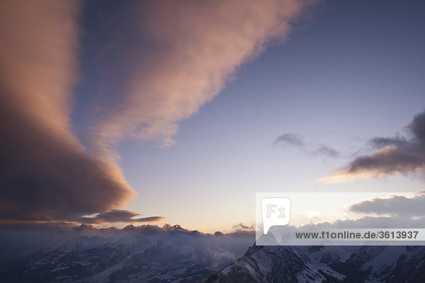 Wolke Sonnenuntergang Himmel Alpen Schweiz