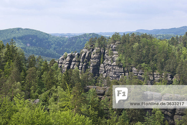 Blick vom Teichstein zum Kanstein  Hintere Sächsische Schweiz  Elbsandsteingebirge  Sachsen  Deutschland  Europa