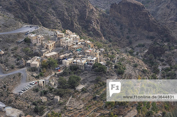 Dorf auf dem Sayq-Plateau  Oman  Naher Osten