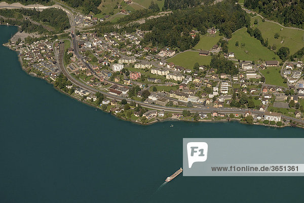 Aerial view of  Lake Lucerne  Switzerland  Europe