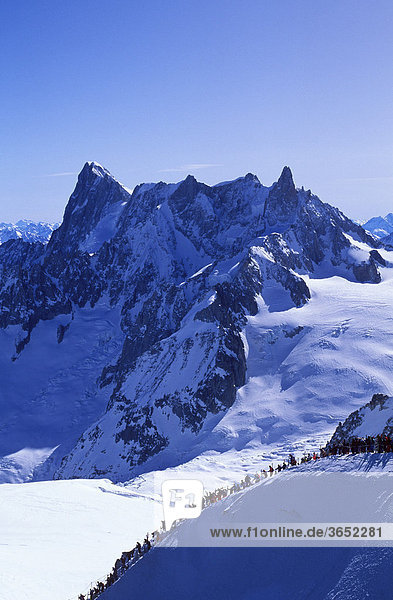 Mont Blanc mountain range  view from Aiguille du Midi  Chamonix  Northern Alps  Rhone-Alpes  France  Europe