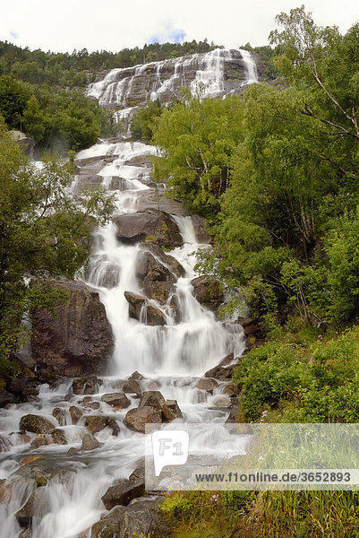Wasserfall bei Odda  Provinz Hordaland  Norwegen  Europa