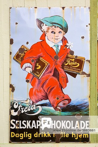 historical poster of Norwegian chocolate Freia  scanzen Fagernes  Norway