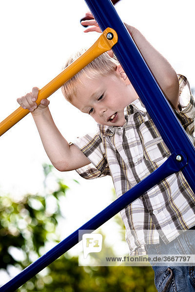 Boy playing on the playground