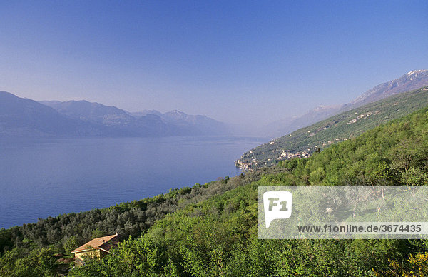 View of hillsides of Monte Baldo and Lake of Garda Italy