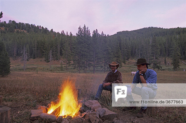 USA Montana Centennial Mountains campfire