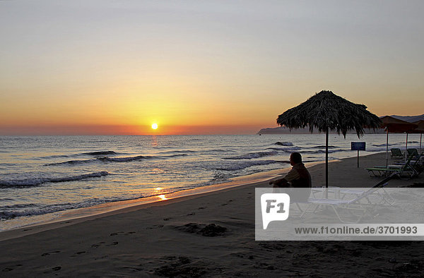Sunrise at the beach  Stalis  Crete  Greece  Europe