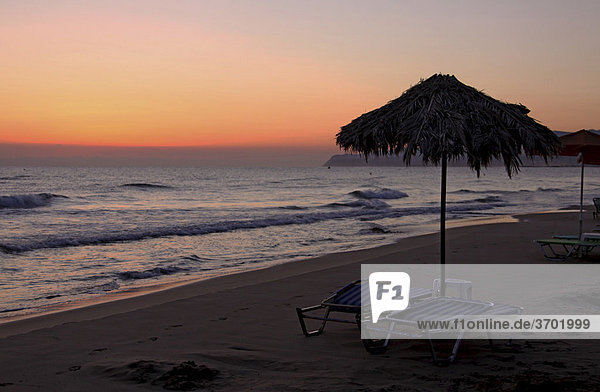 Sunrise on the beach  Stalis  Crete  Greece  Europe