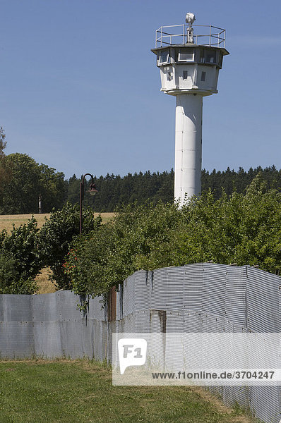 Border to the former GDR  watchtower in the formerly divided town Moedlareuth  German-German Museum Moedlareuth  Bavaria - Thuringia  Germany  Europe