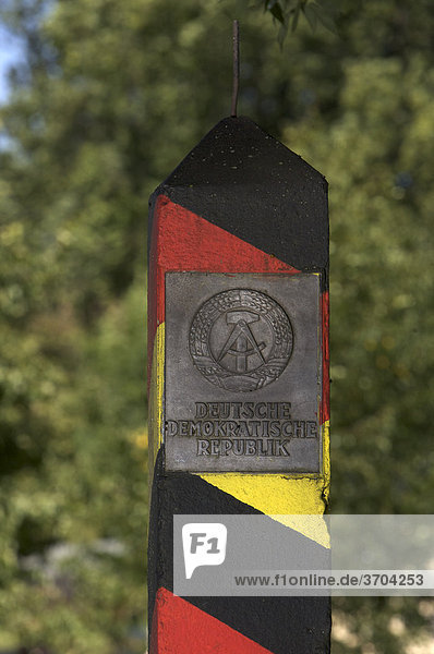 Border to the former GDR  border post of the GDR  formerly divided town Moedlareuth  border Bavaria - Thuringia  Germany  Europe