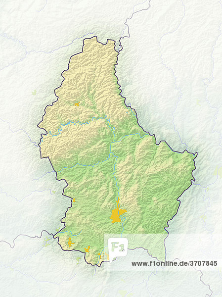 Luxemburg  schattierte Reliefkarte