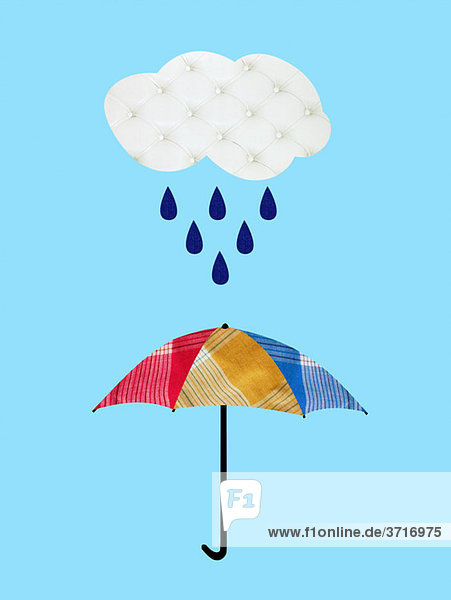 Regenschirm mit Regen und Wolke