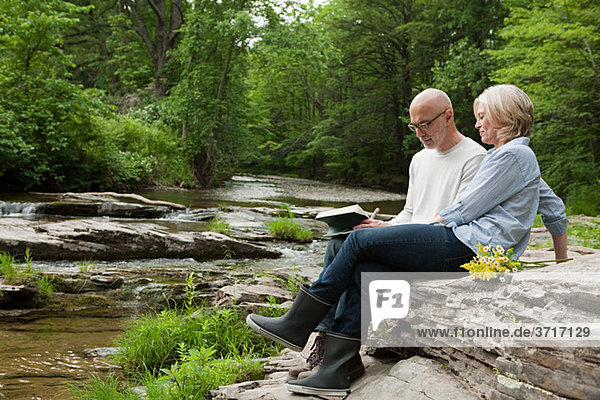 Mature couple outdoors in rural scene