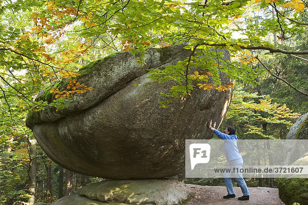 Wackelstein wobble stone near Solla Bavarian Forest Germany