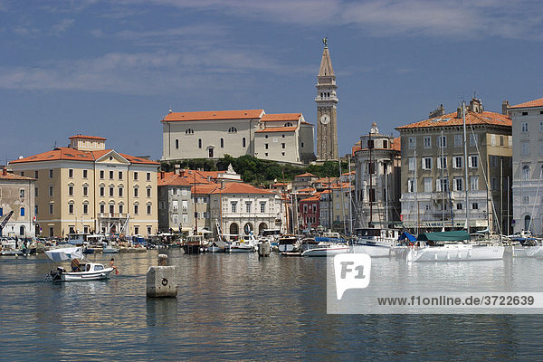Port of Piran at the Adriatic coast - view to the old town - Slovenia