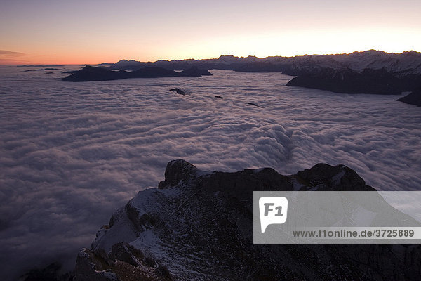 Windegg mit Rigi über den Wolken  Pilatus  Luzern  Schweiz