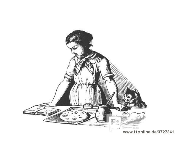 In der Küche  historische Illustration