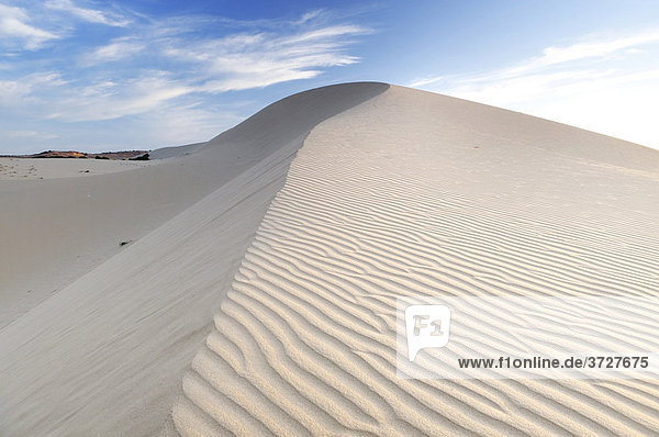 Wüstenlandschaft und Sanddüne der White Sand Dunes  vietnamesische Sahara Bau Ba  Bao Trang  White Lake  Vietnam  Asien