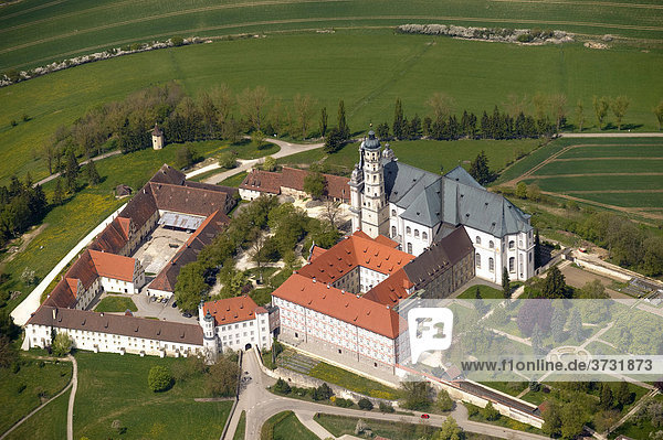 Aerial picture of Neresheim Monastery  Baden-Wuerttemberg  Germany  Europe