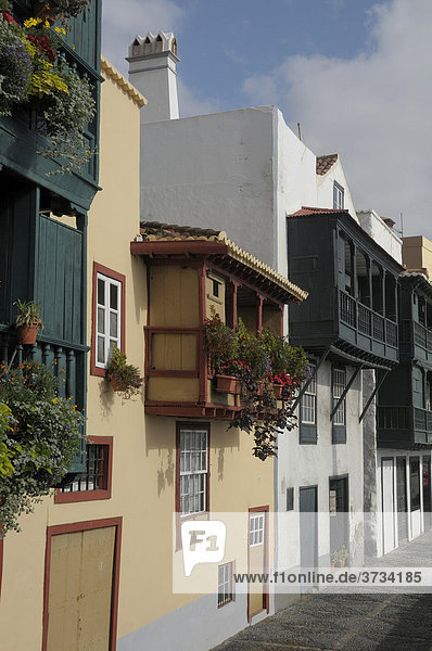 Historische Balkone  Avenida Maritima  Santa Cruz de la Palma  La Palma  Kanarische Inseln  Spanien
