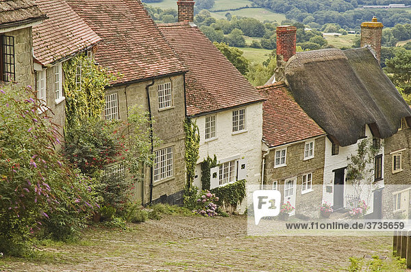 Picturesque village  Gold Hill  Shaftesbury  Dorset  South England  England