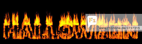 Das Wort Halloween in brennendem Holz