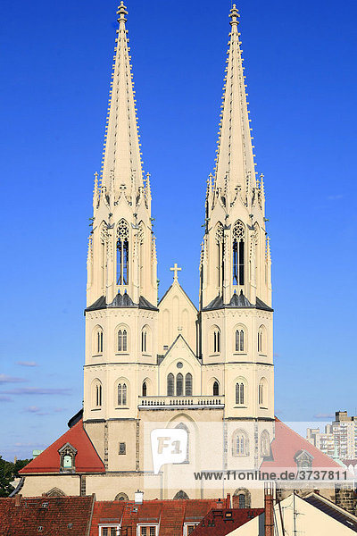 Zwillingstürme der Peterskirche  Görlitz  Sachsen  Oberlausitz  Niederschlesien  Deutschland  Europa