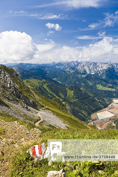 Wanderwegsmakierung in den Eisenerzer Alpen  Eisenerz  Steiermark  Österreich  Europa