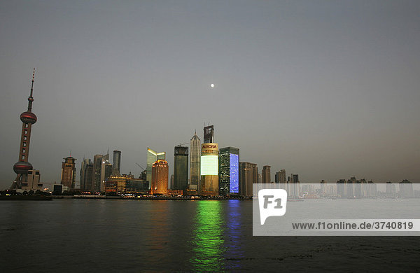 Twilight  skyline  Pudong  Shanghai  China  Asia