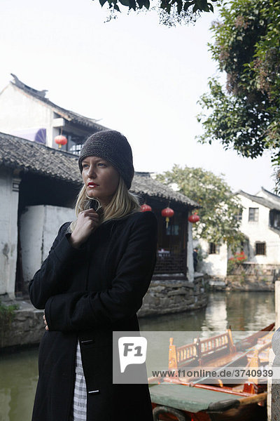 Female tourist in Suzhou  China  Asia