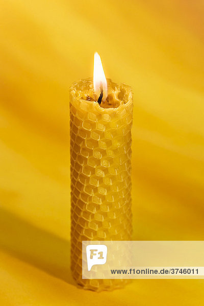 Burning bees wax candle