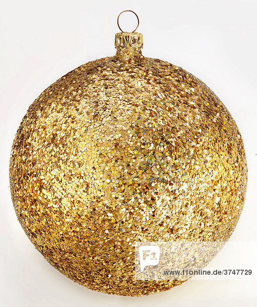 Weihnachtskugel mit glitzernden Goldplättchen