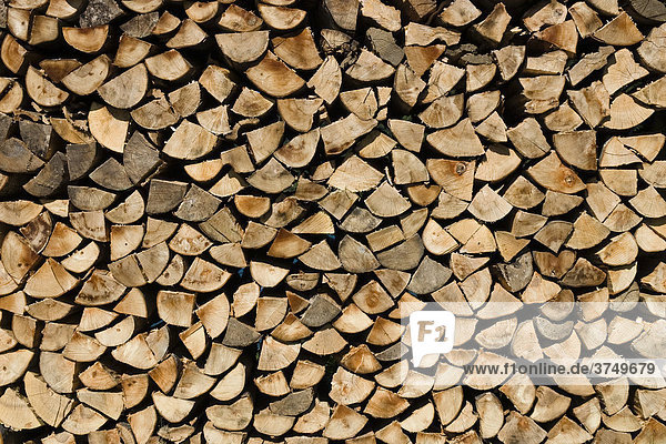 Firewood stacked  Bavaria  Germany  Europe