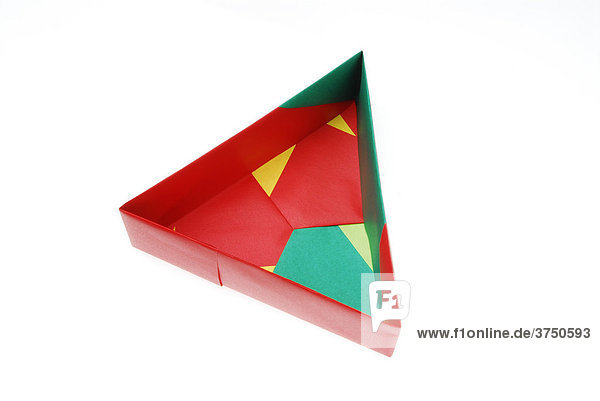 Origamifaltung dreieckige Schachtel