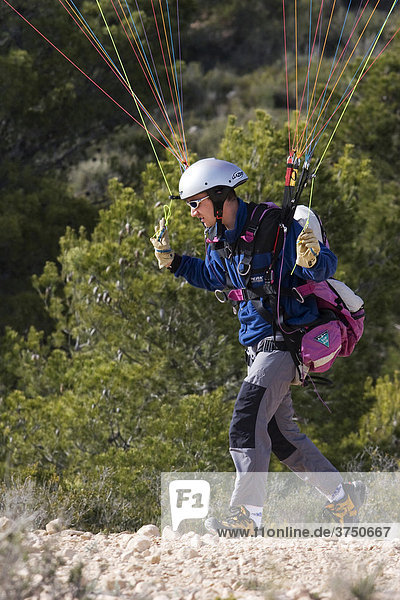 Paraglider taking off