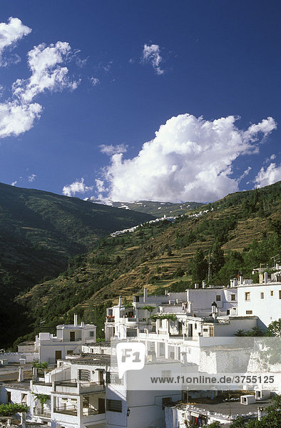 Pampaneira  hinten Capileira  Poqueira-Tal  Sierra Nevada  Alpujarra  Alpujarras  Granada  Andalusien  Spanien