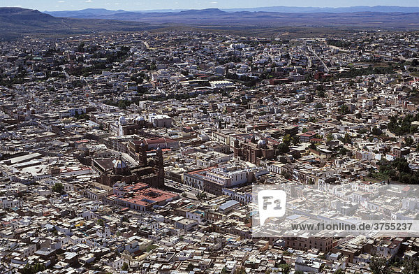 Zacatecas  Blick vom Cerro de la Bufa  Kolonialstadt Zacatecas  Mexiko
