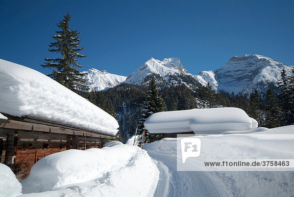 Winterlandschaft Risstal  Hagelhütte  Risstal  Karwendel  Tirol  Österreich  Europa