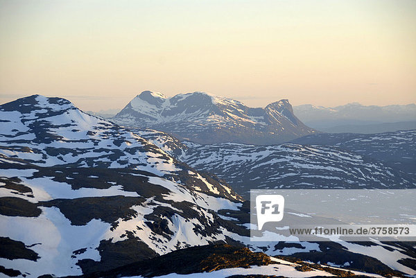 Vast  lonely fell landscape  melting snow  Abisko National Park  Lapland  Sweden