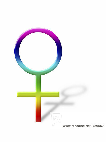 Venus female gender sign symbol casting a shadow graphic