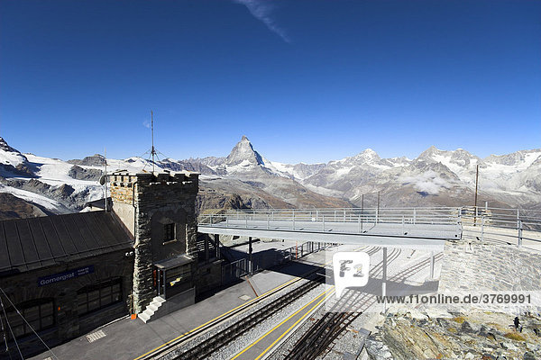 Bahnstation auf dem Gornergrat  Zermatt  Kanton Wallis  Schweiz Kanton Wallis