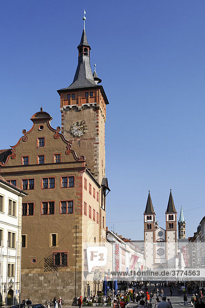 Altes Rathaus  Grafeneckart  Domstraße  Dom  Würzburg  Unterfranken  Bayern