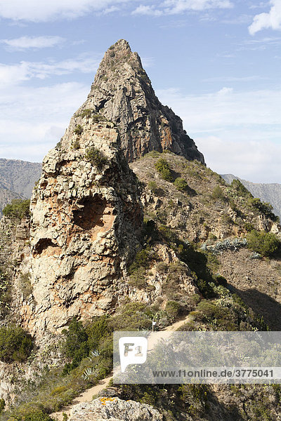 Roque Cano near Vallehermoso  La Gomera  Canary Islands  Spain