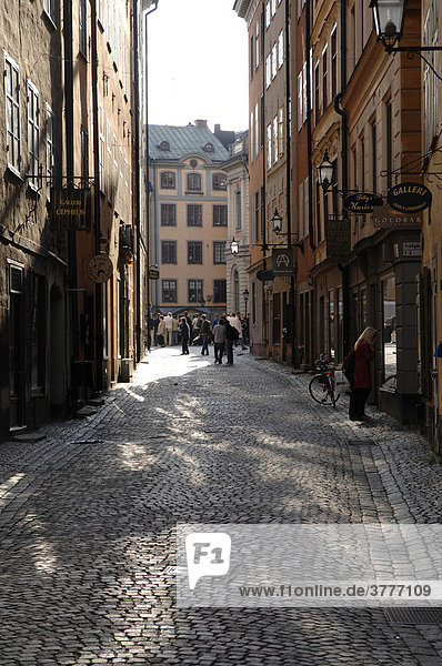 Einkaufsstraße in Altstadt  Stockholm  Schweden