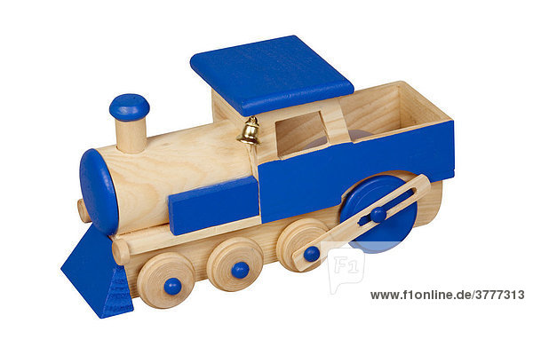 A toy locomotive  made of wood