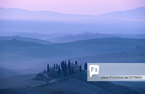 House on hill  Podere Belvedere  San Quirico  Tuscany  Italy