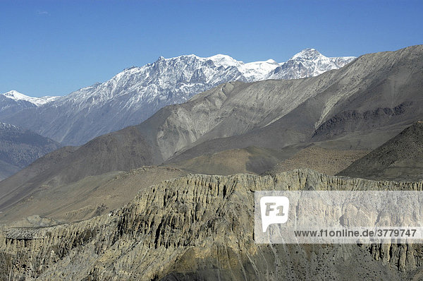 Karge Berglandschaft bei Jharkot Mustang Annapurna Region Nepal