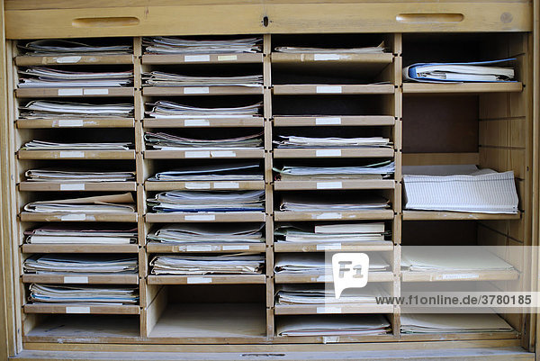 Schubfächer Schubfach Büro Ablagesystem historisch Bürosystem veraltet ohne Computer