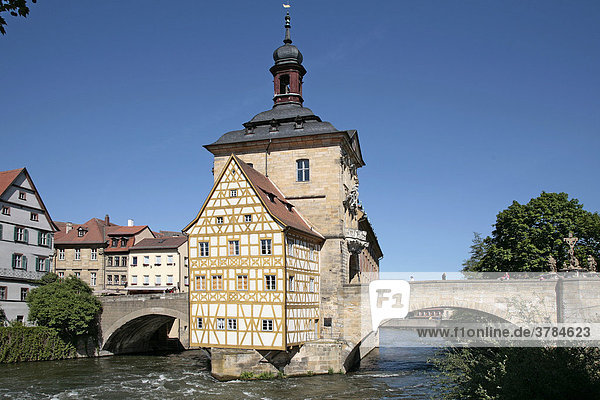 Old townhall at river Regnitz  Bamberg  Upper Franconia  Bavaria  Germany